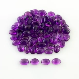 39.90 Carat African Amethyst 6x4mm Smooth Oval Shape A Grade Cabochons Parcel - Total 85 Pcs.