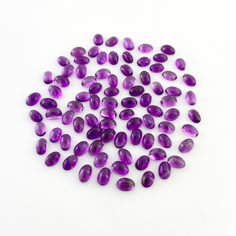 39.90 Carat African Amethyst 6x4mm Smooth Oval Shape A Grade Cabochons Parcel - Total 85 Pcs.