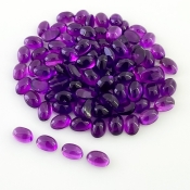 52.60 Carat African Amethyst 6x4mm Smooth Oval Shape A Grade Cabochons Parcel - Total 100 Pcs.