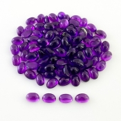52.60 Carat African Amethyst 6x4mm Smooth Oval Shape A Grade Cabochons Parcel - Total 100 Pcs.