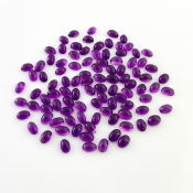 52.60 Carat African Amethyst 6x4mm Smooth Oval Shape A Grade Cabochons Parcel - Total 100 Pcs.