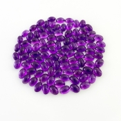 52.60 Carat African Amethyst 6x4mm Smooth Oval Shape A Grade Cabochons Parcel - Total 100 Pcs.