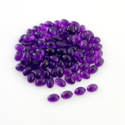50.40 Carat African Amethyst 6x4mm Smooth Oval Shape A Grade Cabochons Parcel - Total 100 Pcs.