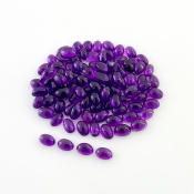 50.40 Carat African Amethyst 6x4mm Smooth Oval Shape A Grade Cabochons Parcel - Total 100 Pcs.