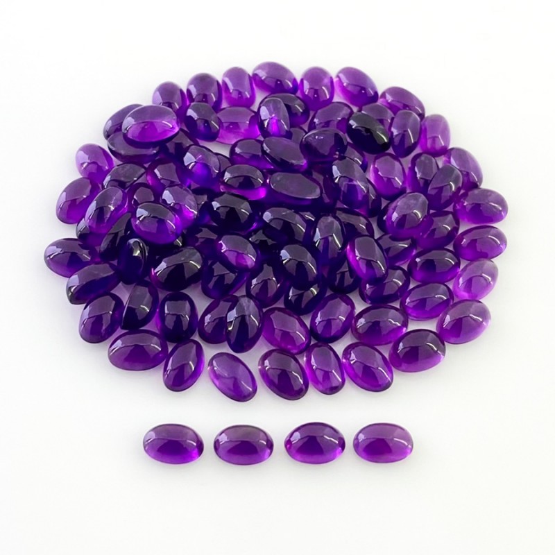 African Amethyst Smooth Oval Shape A Grade Cabochon Parcel - 6x4mm - 100 Pc. - 50.40 Carat
