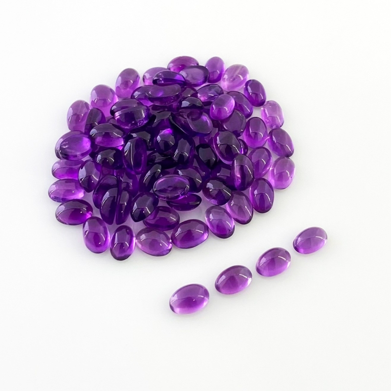 39.85 Carat African Amethyst 6x4mm Smooth Oval Shape A Grade Cabochons Parcel - Total 58 Pcs.