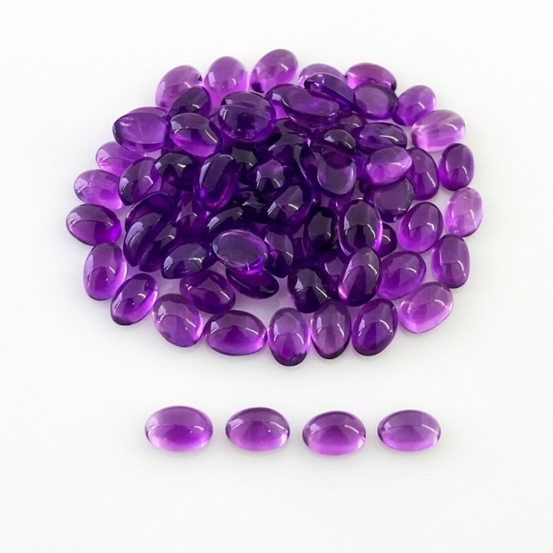 39.85 Carat African Amethyst 6x4mm Smooth Oval Shape A Grade Cabochons Parcel - Total 58 Pcs.
