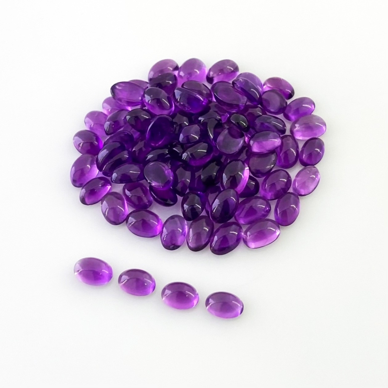 39.85 Carat African Amethyst 6x4mm Smooth Oval Shape A Grade Cabochons Parcel - Total 58 Pcs.