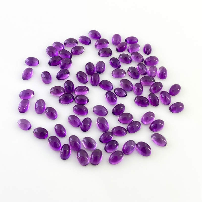 39.85 Carat African Amethyst 6x4mm Smooth Oval Shape A Grade Cabochons Parcel - Total 58 Pcs.
