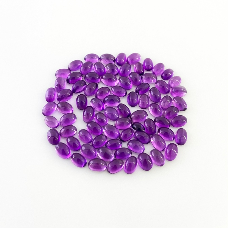 39.85 Carat African Amethyst 6x4mm Smooth Oval Shape A Grade Cabochons Parcel - Total 58 Pcs.