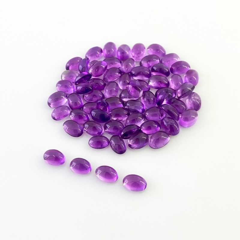 34.25 Carat African Amethyst 6x4mm Smooth Oval Shape A Grade Cabochons Parcel - Total 65 Pcs.