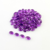 34.25 Carat African Amethyst 6x4mm Smooth Oval Shape A Grade Cabochons Parcel - Total 65 Pcs.