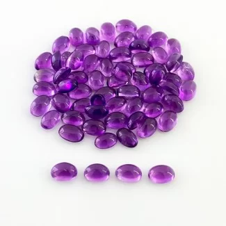 African Amethyst Smooth Oval Shape A Grade Cabochon Parcel - 6x4mm - 65 Pc. - 34.25 Carat