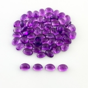 34.25 Carat African Amethyst 6x4mm Smooth Oval Shape A Grade Cabochons Parcel - Total 65 Pcs.