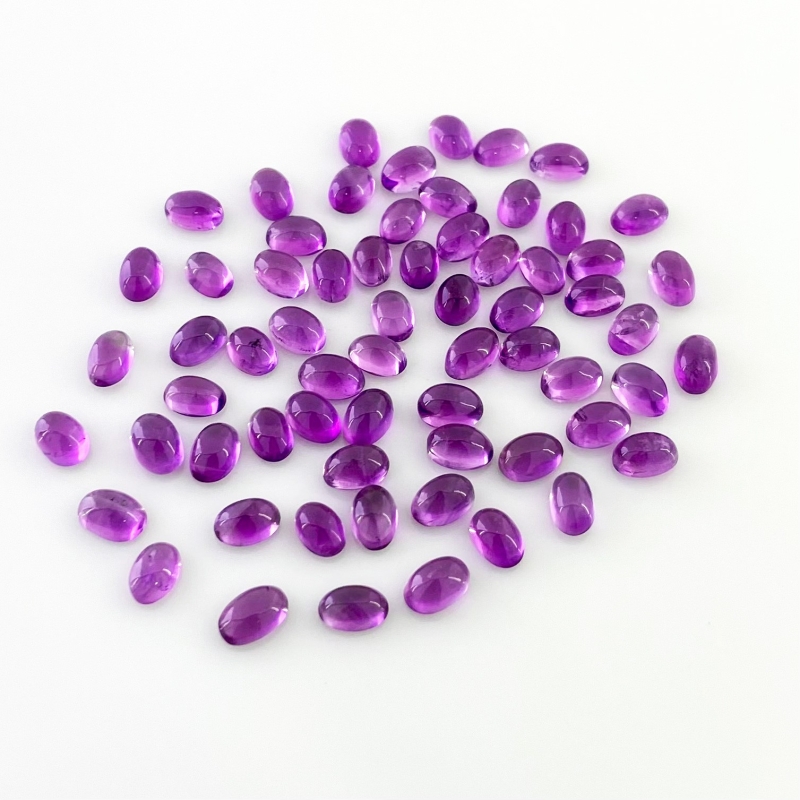 34.25 Carat African Amethyst 6x4mm Smooth Oval Shape A Grade Cabochons Parcel - Total 65 Pcs.