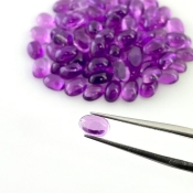 37.90 Carat African Amethyst 6x4mm Smooth Oval Shape A Grade Cabochons Parcel - Total 75 Pcs.