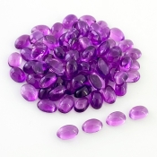37.90 Carat African Amethyst 6x4mm Smooth Oval Shape A Grade Cabochons Parcel - Total 75 Pcs.