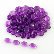 37.90 Carat African Amethyst 6x4mm Smooth Oval Shape A Grade Cabochons Parcel - Total 75 Pcs.