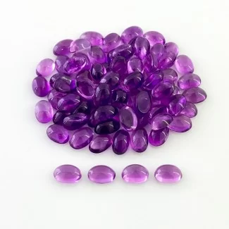 African Amethyst Smooth Oval Shape A Grade Cabochon Parcel - 6x4mm - 75 Pc. - 37.90 Carat