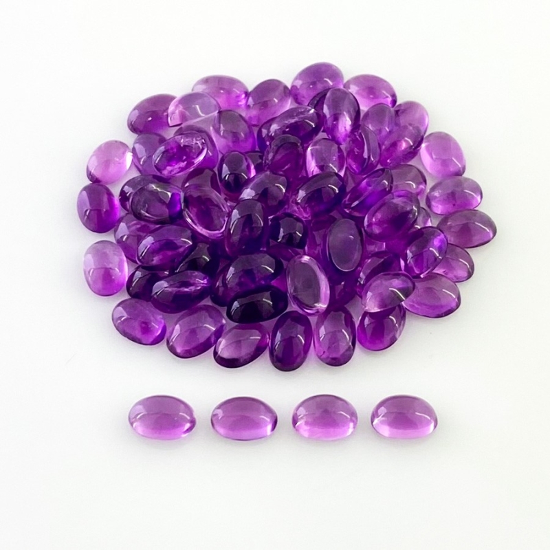37.90 Carat African Amethyst 6x4mm Smooth Oval Shape A Grade Cabochons Parcel - Total 75 Pcs.