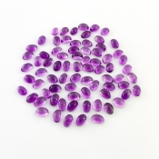37.90 Carat African Amethyst 6x4mm Smooth Oval Shape A Grade Cabochons Parcel - Total 75 Pcs.