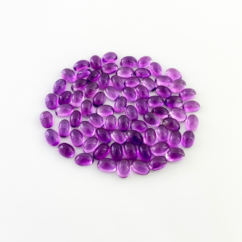 37.90 Carat African Amethyst 6x4mm Smooth Oval Shape A Grade Cabochons Parcel - Total 75 Pcs.