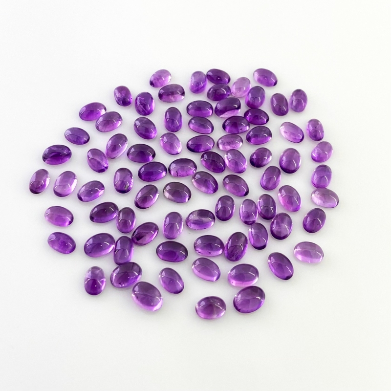 38.30 Carat African Amethyst 6x4mm Smooth Oval Shape A Grade Cabochons Parcel - Total 80 Pcs.