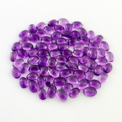 38.30 Carat African Amethyst 6x4mm Smooth Oval Shape A Grade Cabochons Parcel - Total 80 Pcs.