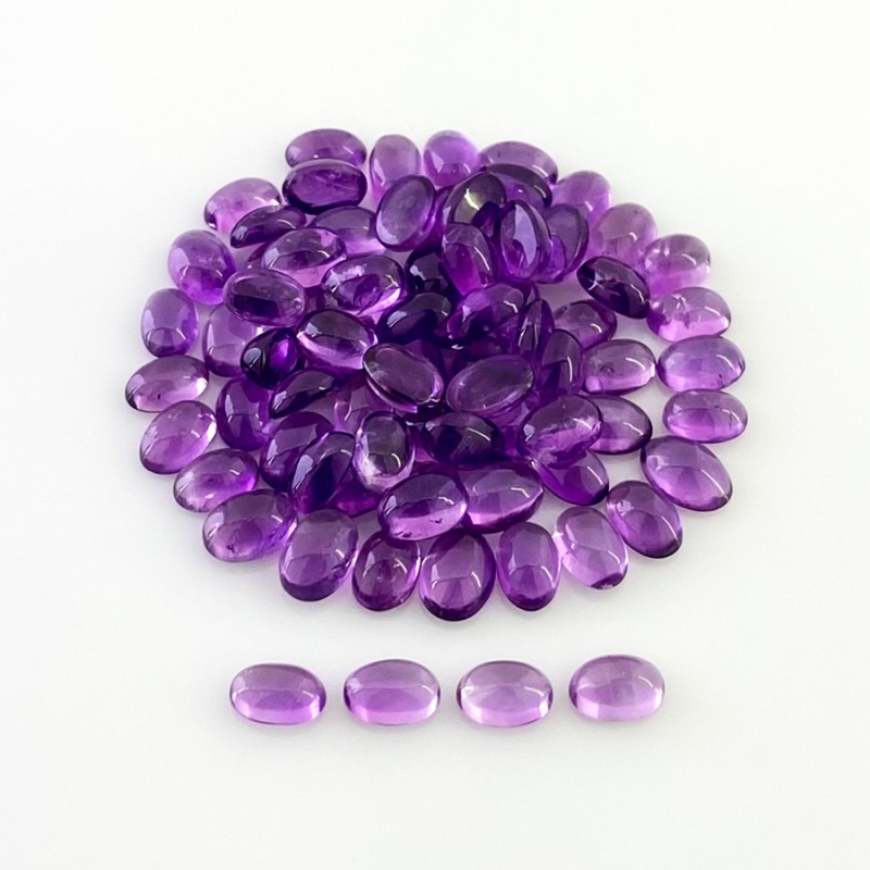 38.30 Carat African Amethyst 6x4mm Smooth Oval Shape A Grade Cabochons Parcel - Total 80 Pcs.