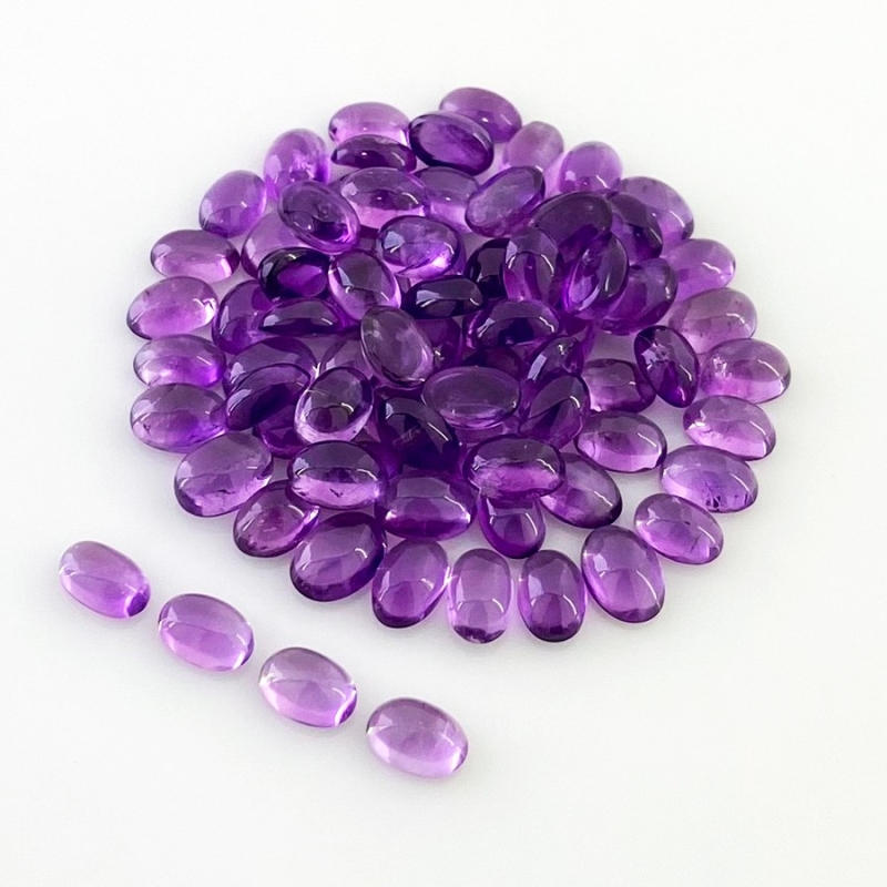 38.30 Carat African Amethyst 6x4mm Smooth Oval Shape A Grade Cabochons Parcel - Total 80 Pcs.