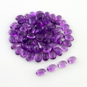 38.30 Carat African Amethyst 6x4mm Smooth Oval Shape A Grade Cabochons Parcel - Total 80 Pcs.