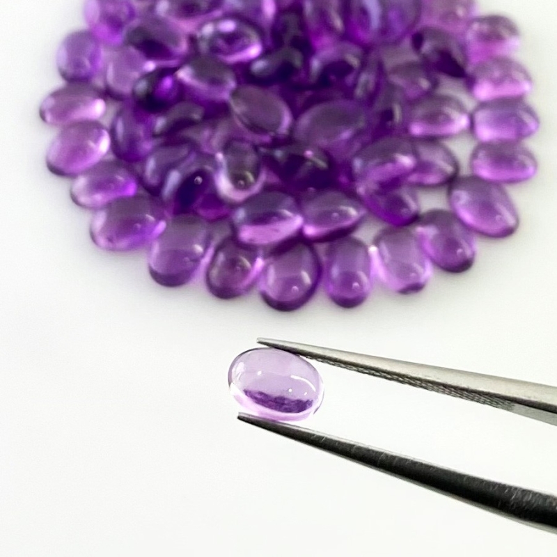 38.30 Carat African Amethyst 6x4mm Smooth Oval Shape A Grade Cabochons Parcel - Total 80 Pcs.