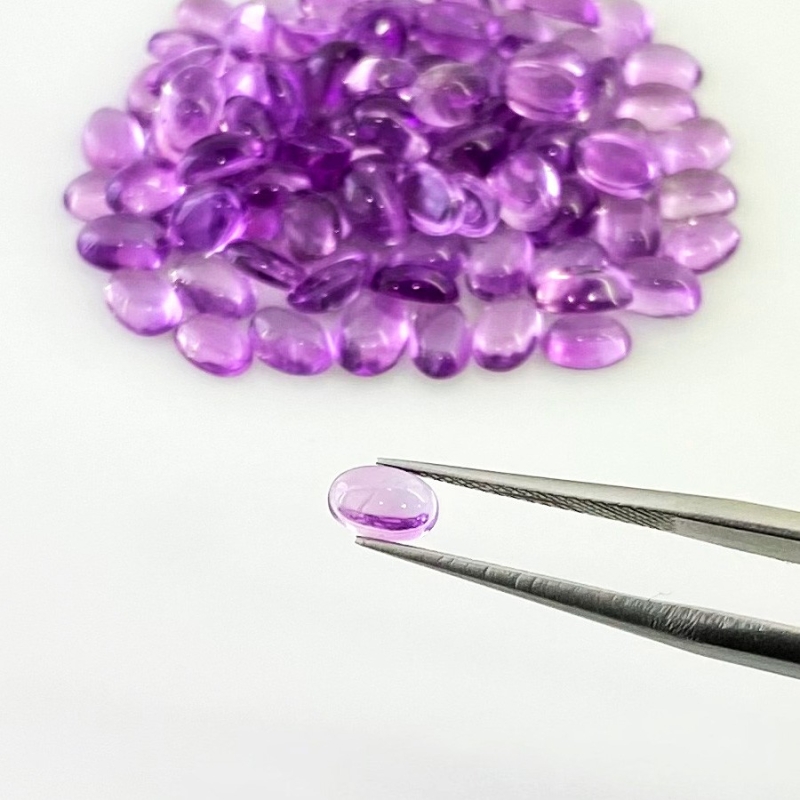 44.45 Carat African Amethyst 6x4mm Smooth Oval Shape A Grade Cabochons Parcel - Total 100 Pcs.