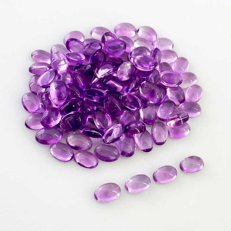 44.45 Carat African Amethyst 6x4mm Smooth Oval Shape A Grade Cabochons Parcel - Total 100 Pcs.