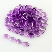 44.45 Carat African Amethyst 6x4mm Smooth Oval Shape A Grade Cabochons Parcel - Total 100 Pcs.