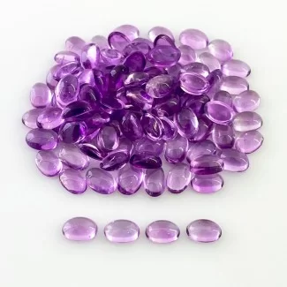 African Amethyst Smooth Oval Shape A Grade Cabochon Parcel - 6x4mm - 100 Pc. - 44.45 Carat