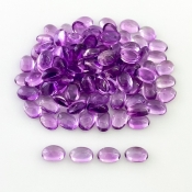 44.45 Carat African Amethyst 6x4mm Smooth Oval Shape A Grade Cabochons Parcel - Total 100 Pcs.