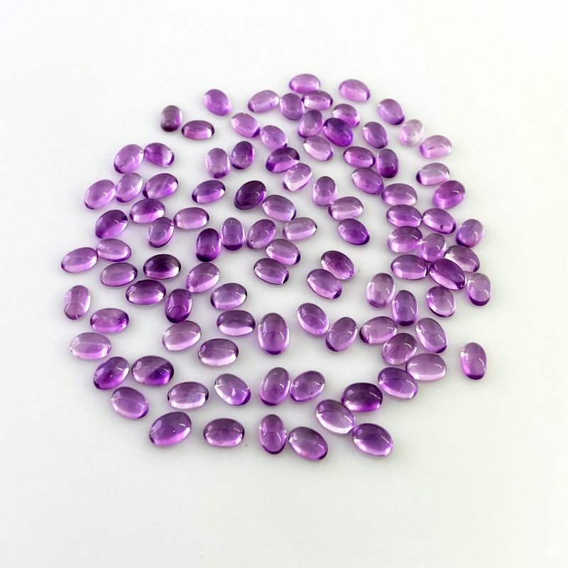 44.45 Carat African Amethyst 6x4mm Smooth Oval Shape A Grade Cabochons Parcel - Total 100 Pcs.