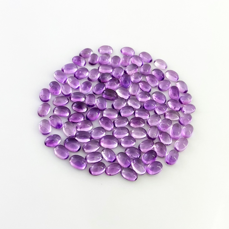 44.45 Carat African Amethyst 6x4mm Smooth Oval Shape A Grade Cabochons Parcel - Total 100 Pcs.