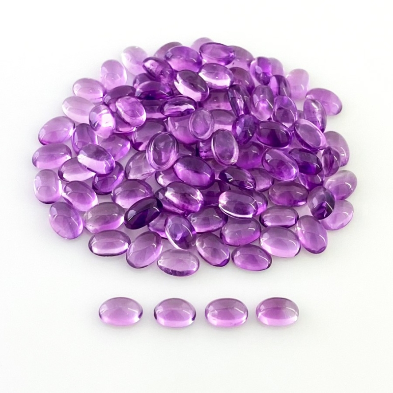 46.10 Carat African Amethyst 6x4mm Smooth Oval Shape A Grade Cabochons Parcel - Total 100 Pcs.