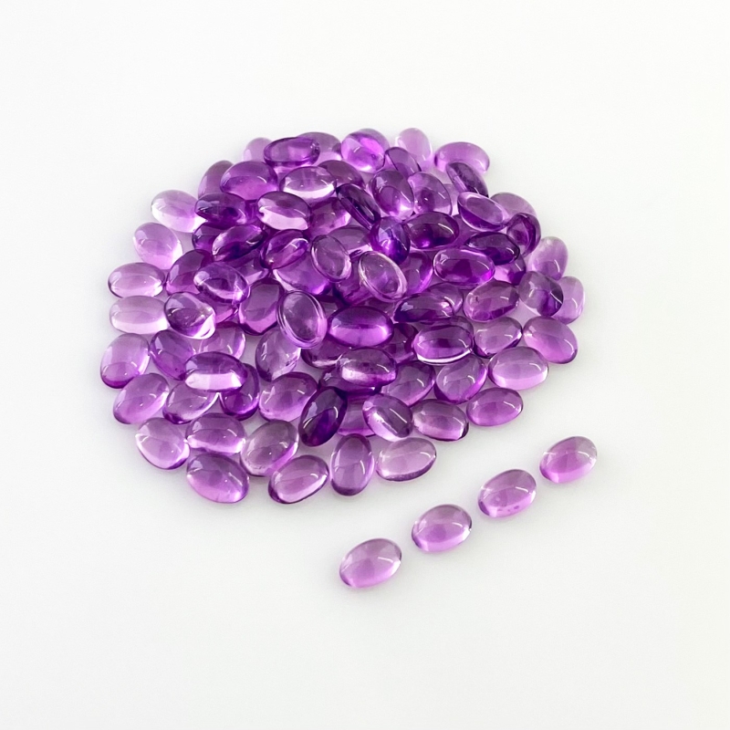 46.10 Carat African Amethyst 6x4mm Smooth Oval Shape A Grade Cabochons Parcel - Total 100 Pcs.
