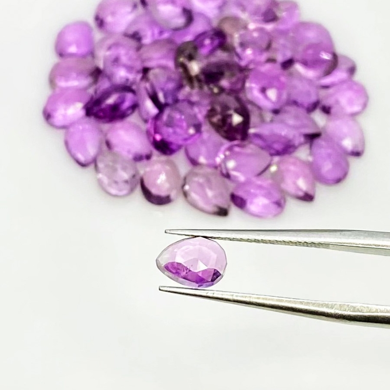 42 Carat African Amethyst 7x5mm Rose Cut Pear Shape AA Grade Cabochons Parcel - Total 52 Pcs.