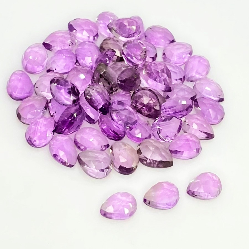 42 Carat African Amethyst 7x5mm Rose Cut Pear Shape AA Grade Cabochons Parcel - Total 52 Pcs.
