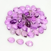 42 Carat African Amethyst 7x5mm Rose Cut Pear Shape AA Grade Cabochons Parcel - Total 52 Pcs.