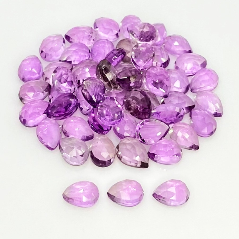 42 Carat African Amethyst 7x5mm Rose Cut Pear Shape AA Grade Cabochons Parcel - Total 52 Pcs.