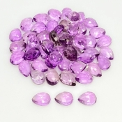42 Carat African Amethyst 7x5mm Rose Cut Pear Shape AA Grade Cabochons Parcel - Total 52 Pcs.