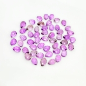 42 Carat African Amethyst 7x5mm Rose Cut Pear Shape AA Grade Cabochons Parcel - Total 52 Pcs.
