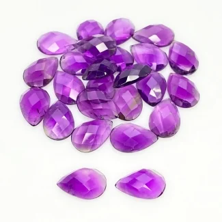 53.10 Carat African Amethyst 12x8mm Checkerboard Pear Shape A Grade Cabochons Parcel - Total 25 Pcs.