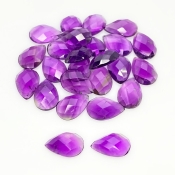 53.10 Carat African Amethyst 12x8mm Checkerboard Pear Shape A Grade Cabochons Parcel - Total 25 Pcs.