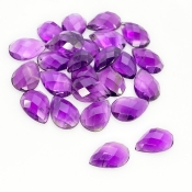 53.10 Carat African Amethyst 12x8mm Checkerboard Pear Shape A Grade Cabochons Parcel - Total 25 Pcs.
